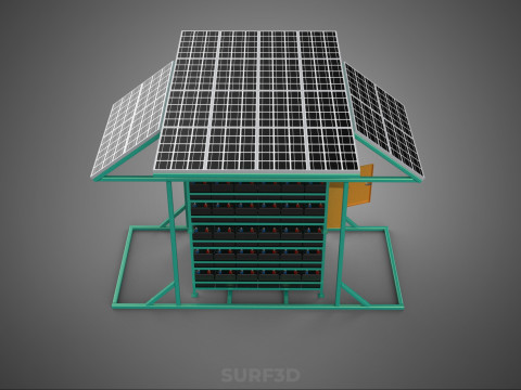 GENSET OFF GRID SOLAR PANEL POWER SYSTEM GENERATOR SET BATTERY 3D Model