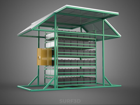GENSET OFF GRID SOLAR PANEL POWER SYSTEM GENERATOR SET BATTERY 3D Model