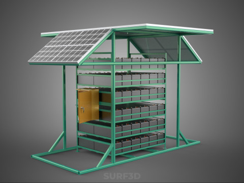 GENSET OFF GRID SOLAR PANEL POWER SYSTEM GENERATOR SET BATTERY 3D Model