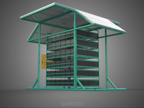GENSET OFF GRID SOLAR PANEL POWER SYSTEM GENERATOR SET BATTERY 3D Model