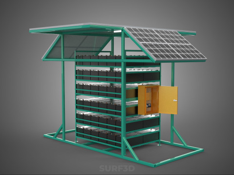 GENSET OFF GRID SOLAR PANEL POWER SYSTEM GENERATOR SET BATTERY 3D Model