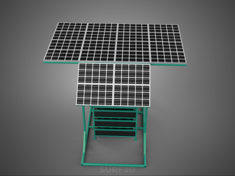 GENSET OFF GRID SOLAR PANEL POWER SYSTEM GENERATOR SET BATTERY 3D Model