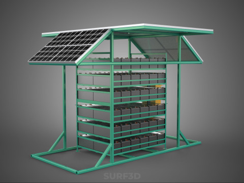 GENSET OFF GRID SOLAR PANEL POWER SYSTEM GENERATOR SET BATTERY 3D Model