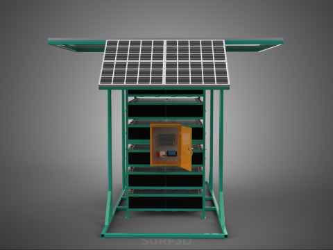 GENSET OFF GRID SOLAR PANEL POWER SYSTEM GENERATOR SET BATTERY 3D Model