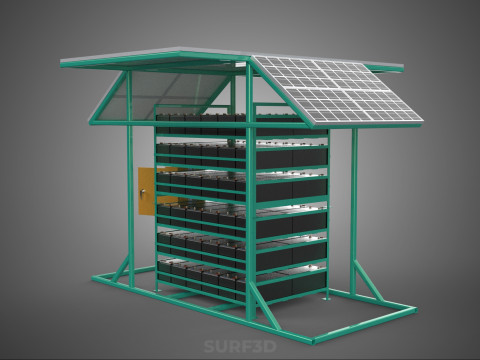GENSET OFF GRID SOLAR PANEL POWER SYSTEM GENERATOR SET BATTERY 3D Model