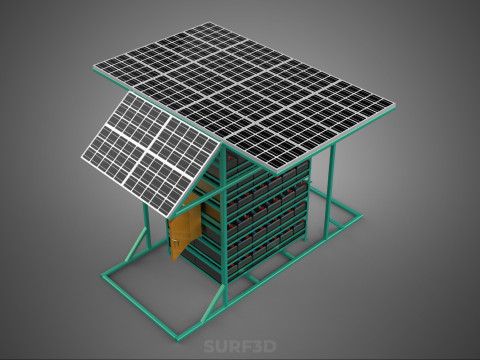 GENSET OFF GRID SOLAR PANEL POWER SYSTEM GENERATOR SET BATTERY 3D Model