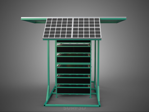 GENSET OFF GRID SOLAR PANEL POWER SYSTEM GENERATOR SET BATTERY 3D Model