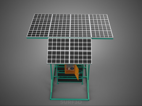 GENSET OFF GRID SOLAR PANEL POWER SYSTEM GENERATOR SET BATTERY 3D Model