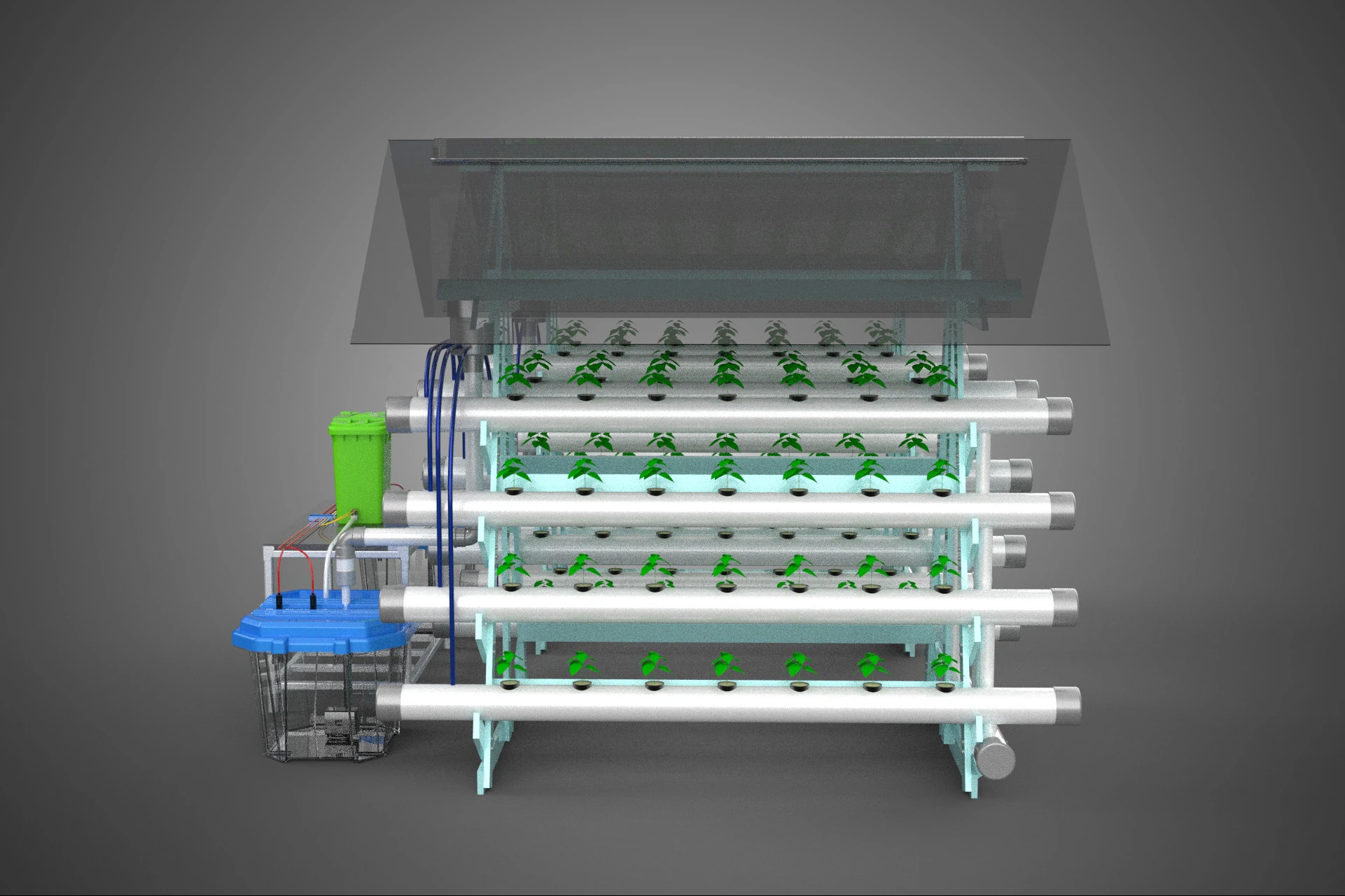 AUTO CONTROL MONITORING NUTRIENT DELIVERY HYDROPONIC PLANT FARM 3D Model .c4d .max .obj .3ds .fbx .stl .blend 