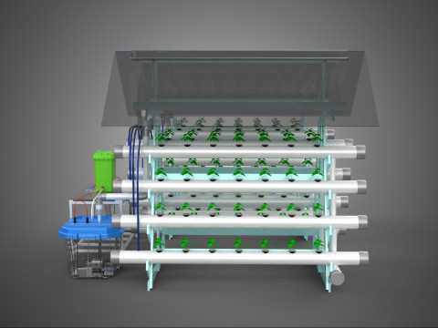 AUTO CONTROL MONITORING NUTRIENT DELIVERY HYDROPONIC PLANT FARM 3D 模型