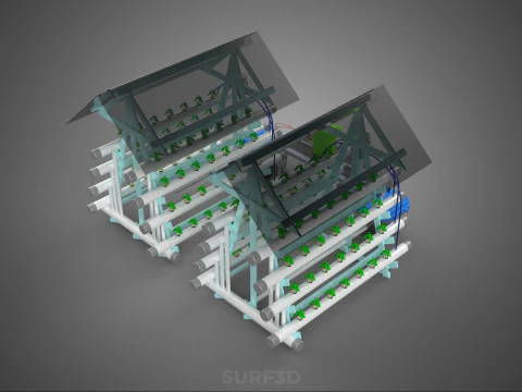AUTO CONTROL MONITORING NUTRIENT DELIVERY HYDROPONIC PLANT FARM 3D Model