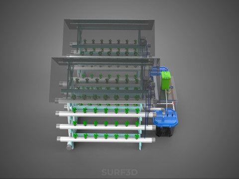 AUTO CONTROL MONITORING NUTRIENT DELIVERY HYDROPONIC PLANT FARM 3D 模型