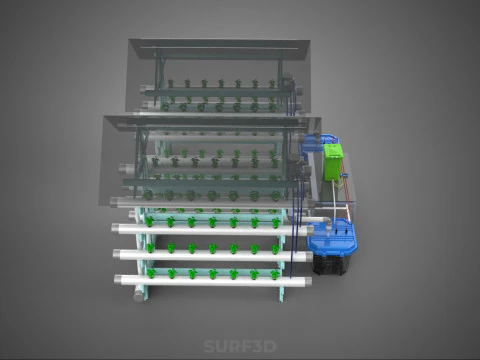 AUTO CONTROL MONITORING NUTRIENT DELIVERY HYDROPONIC PLANT FARM 3D Model