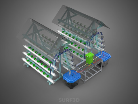 AUTO CONTROL MONITORING NUTRIENT DELIVERY HYDROPONIC PLANT FARM 3D 模型