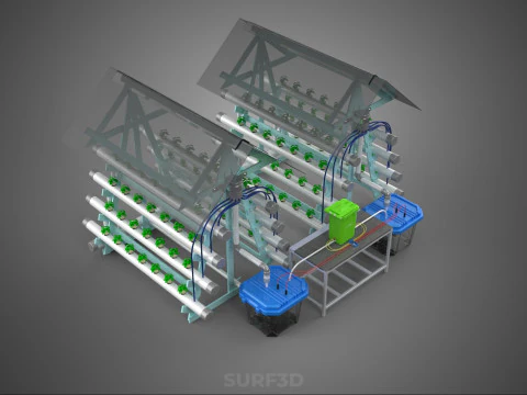 AUTO CONTROL MONITORING NUTRIENT DELIVERY HYDROPONIC PLANT FARM 3D Model