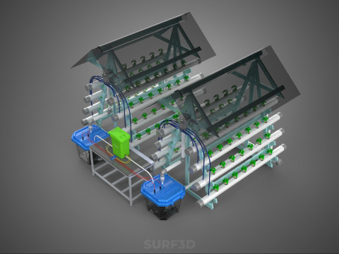 AUTO CONTROL MONITORING NUTRIENT DELIVERY HYDROPONIC PLANT FARM 3D 模型