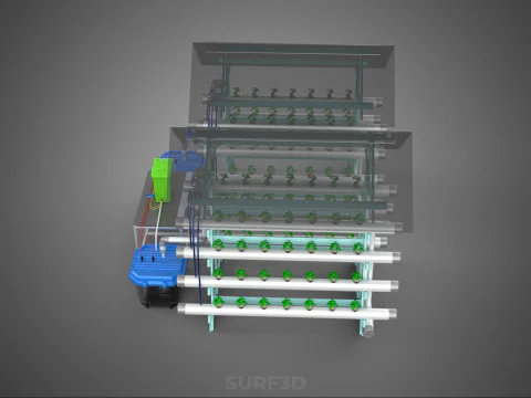AUTO CONTROL MONITORING NUTRIENT DELIVERY HYDROPONIC PLANT FARM 3D Model