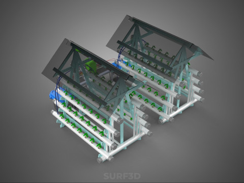 AUTO CONTROL MONITORING NUTRIENT DELIVERY HYDROPONIC PLANT FARM 3D 模型