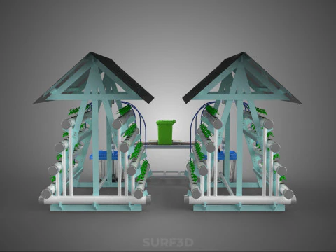 AUTO CONTROL MONITORING NUTRIENT DELIVERY HYDROPONIC PLANT FARM 3D Model