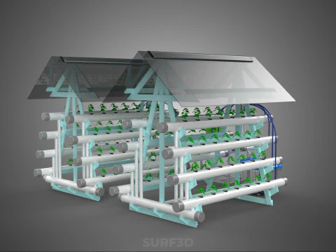 AUTO CONTROL MONITORING NUTRIENT DELIVERY HYDROPONIC PLANT FARM 3D Model