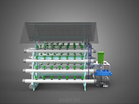 AUTO CONTROL MONITORING NUTRIENT DELIVERY HYDROPONIC PLANT FARM 3D Model