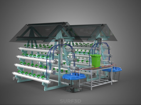 AUTO CONTROL MONITORING NUTRIENT DELIVERY HYDROPONIC PLANT FARM 3D 模型