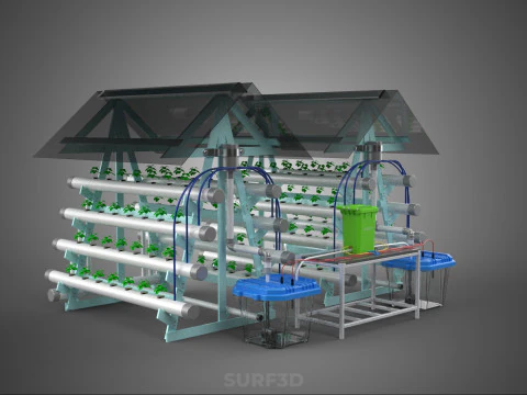 AUTO CONTROL MONITORING NUTRIENT DELIVERY HYDROPONIC PLANT FARM 3D Model