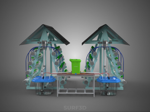 AUTO CONTROL MONITORING NUTRIENT DELIVERY HYDROPONIC PLANT FARM 3D 模型