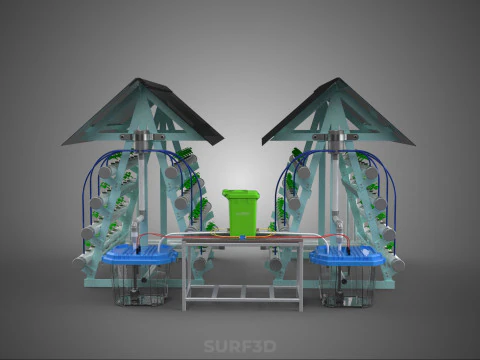 AUTO CONTROL MONITORING NUTRIENT DELIVERY HYDROPONIC PLANT FARM 3D Model
