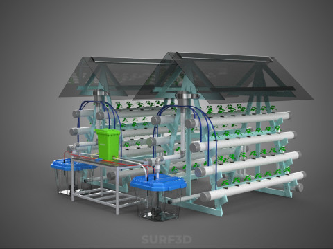 AUTO CONTROL MONITORING NUTRIENT DELIVERY HYDROPONIC PLANT FARM 3D 模型