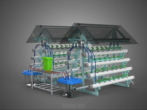 AUTO CONTROL MONITORING NUTRIENT DELIVERY HYDROPONIC PLANT FARM 3D Model