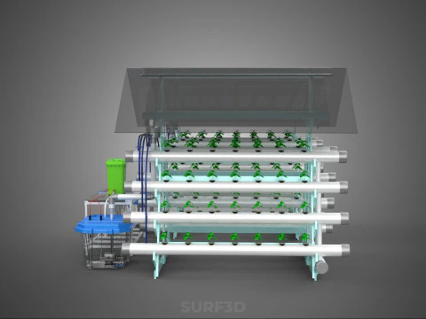 AUTO CONTROL MONITORING NUTRIENT DELIVERY HYDROPONIC PLANT FARM 3D Model
