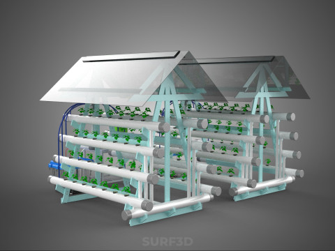 AUTO CONTROL MONITORING NUTRIENT DELIVERY HYDROPONIC PLANT FARM 3D 模型