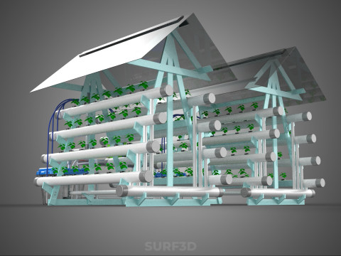 AUTO CONTROL MONITORING NUTRIENT DELIVERY HYDROPONIC PLANT FARM 3D 模型