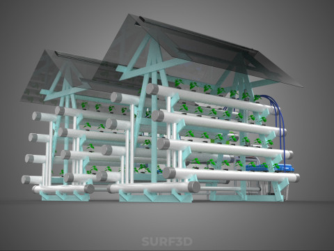 AUTO CONTROL MONITORING NUTRIENT DELIVERY HYDROPONIC PLANT FARM 3D 模型