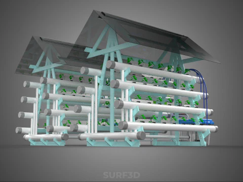AUTO CONTROL MONITORING NUTRIENT DELIVERY HYDROPONIC PLANT FARM 3D Model