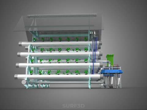 AUTO CONTROL MONITORING NUTRIENT DELIVERY HYDROPONIC PLANT FARM 3D 模型