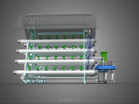 AUTO CONTROL MONITORING NUTRIENT DELIVERY HYDROPONIC PLANT FARM 3D Model