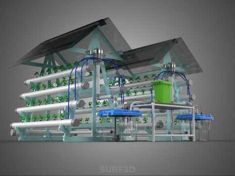 AUTO CONTROL MONITORING NUTRIENT DELIVERY HYDROPONIC PLANT FARM 3D 模型