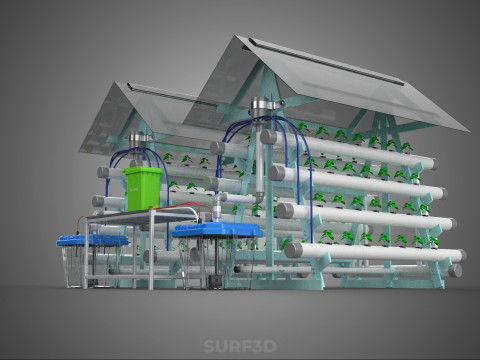 AUTO CONTROL MONITORING NUTRIENT DELIVERY HYDROPONIC PLANT FARM 3D 模型