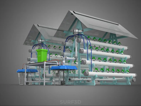 AUTO CONTROL MONITORING NUTRIENT DELIVERY HYDROPONIC PLANT FARM 3D Model