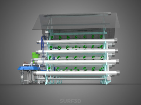 AUTO CONTROL MONITORING NUTRIENT DELIVERY HYDROPONIC PLANT FARM 3D 模型