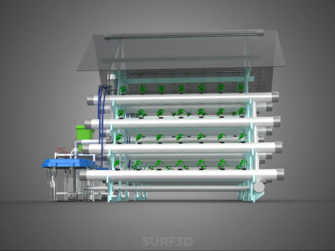 AUTO CONTROL MONITORING NUTRIENT DELIVERY HYDROPONIC PLANT FARM 3D Model