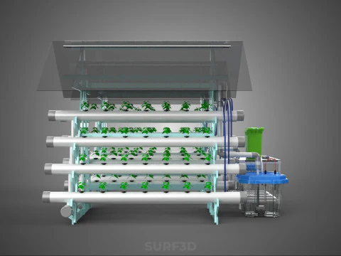 AUTO CONTROL MONITORING NUTRIENT DELIVERY HYDROPONIC PLANT FARM 3D Model