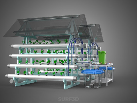 AUTO CONTROL MONITORING NUTRIENT DELIVERY HYDROPONIC PLANT FARM 3D 模型