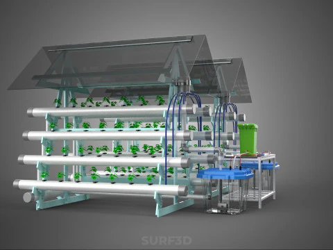 AUTO CONTROL MONITORING NUTRIENT DELIVERY HYDROPONIC PLANT FARM 3D Model