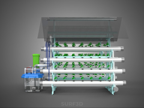 AUTO CONTROL MONITORING NUTRIENT DELIVERY HYDROPONIC PLANT FARM 3D 模型