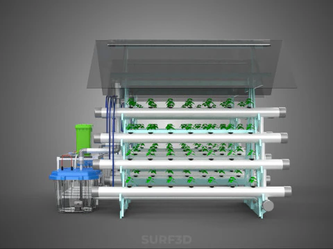 AUTO CONTROL MONITORING NUTRIENT DELIVERY HYDROPONIC PLANT FARM 3D Model