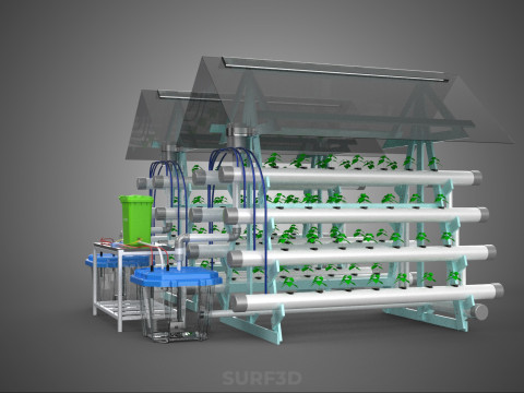 AUTO CONTROL MONITORING NUTRIENT DELIVERY HYDROPONIC PLANT FARM 3D 模型