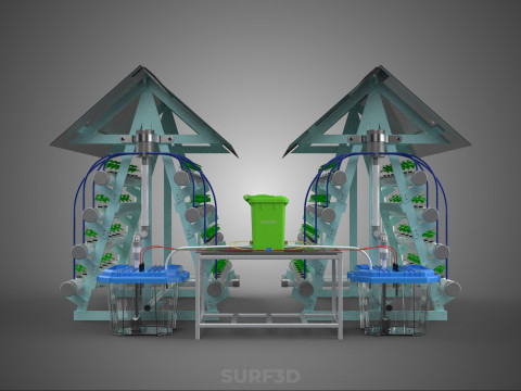 AUTO CONTROL MONITORING NUTRIENT DELIVERY HYDROPONIC PLANT FARM 3D 模型